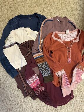 EUC lot of 6 free people long sleeve thermal tops
